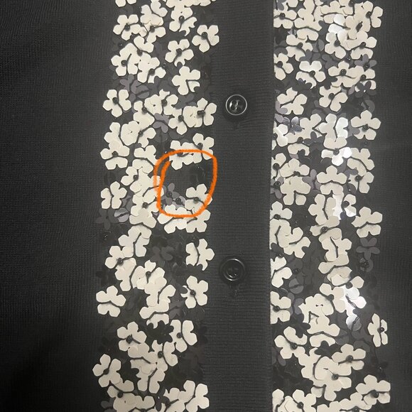 Kate Spade Sequined Kati Cardigan Black White Size Medium - Picture 10 of 10
